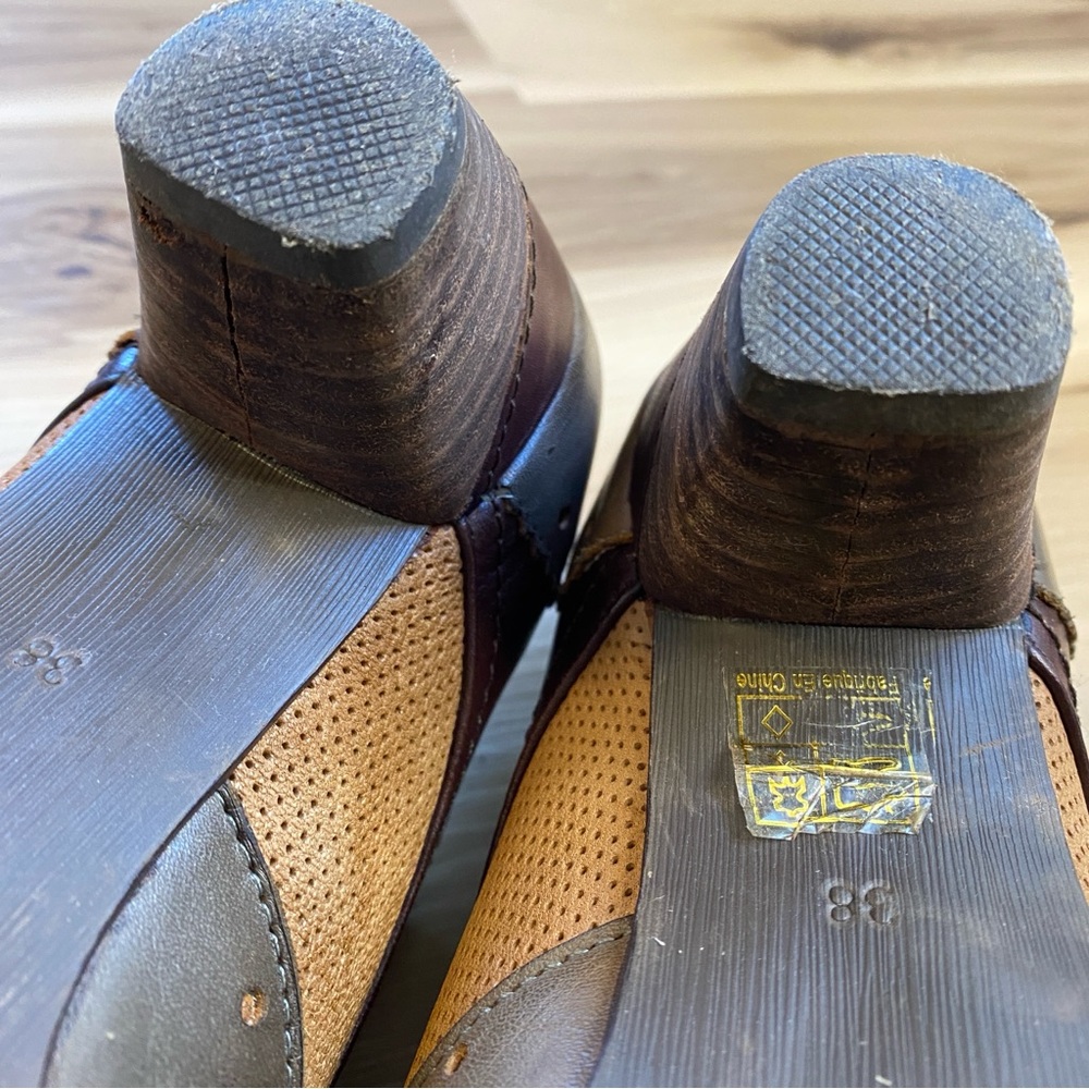 L’ARTISTE Bardot Brown Leather Shoes Oxford Heel Size 7.5 - Picture 9 of 9